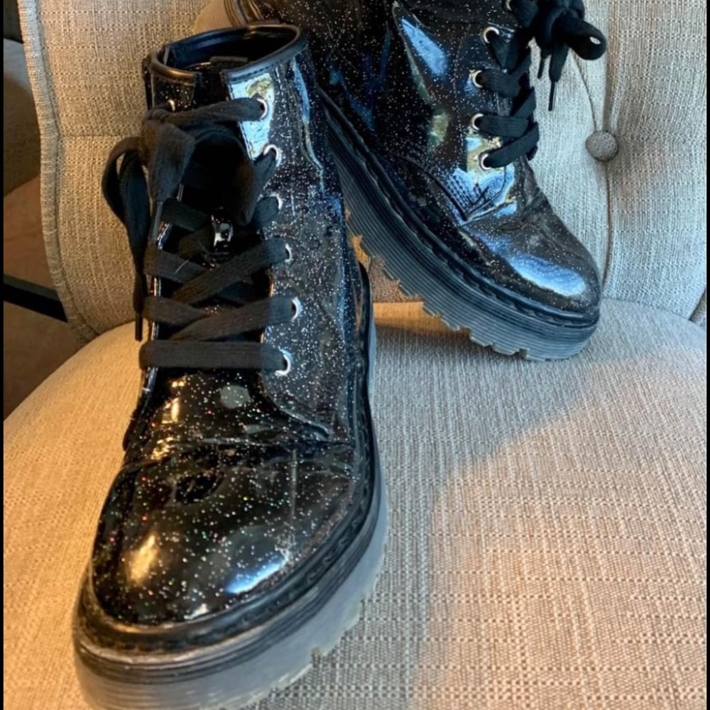 Steve Madden Glitter Combat Boots Gem